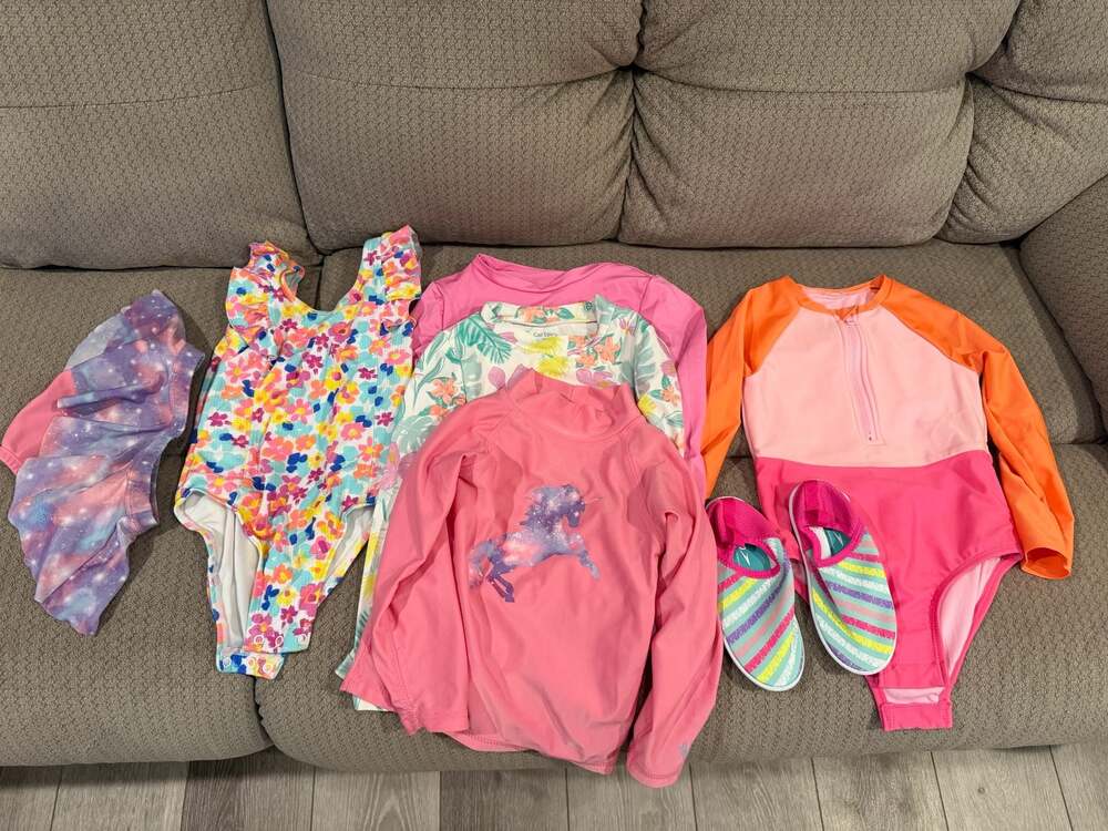 Girls Size 4T Swimwear Lot Speedo Water Shoes Cat & Jack Carter's Jumping Beans